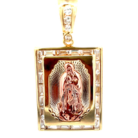 14kt Tri-Color CZ Virgin Mary Pendant
