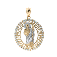 14kt Two Tone CZ Religious Pendant 