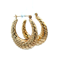 10kt Yellow Gold Pattern Hoop Earrings