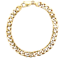 14kt Yellow Gold 8" 7mm Solid Curb Link Bracelet 