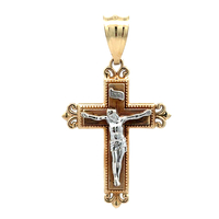 10kt Two Tone Crucifix Cross Pendant