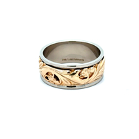 14kt Two Tone Floral Band Ring