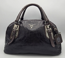 Prada Vernice Sfumata Mirtillo Satchel BL0536 Patent Leather Bag w/ Auth Card