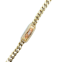 14kt Two Tone 6.5" 11.25mm Religious Bracelet 