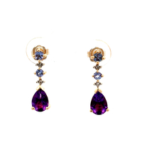 10kt Yellow Gold Diamond & Amethyst Earrings