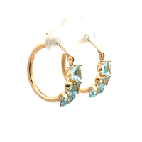 14kt Yellow Gold Aquamarine Hoop Earrings