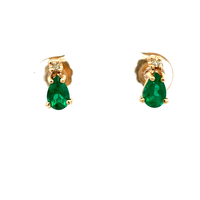 14kt Yellow Gold Diamond & Emerald Stud Earrings