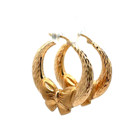 14kt Yellow Gold Bow Hoop Earrings