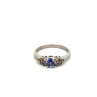 10kt White Gold Diamond & Blue Topaz Ring 