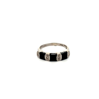 10kt White Gold CZ & Onyx Band Ring