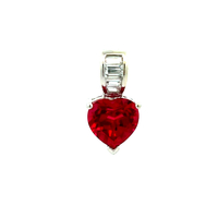 10kt White Gold CZ & Ruby Heart Pendant