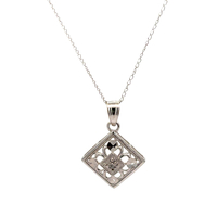 10kt White Gold Diamond Pendant With Chain 