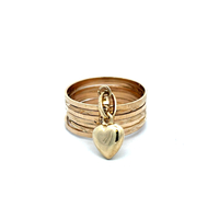14kt Yellow Gold CZ Dangling Heart Ring 