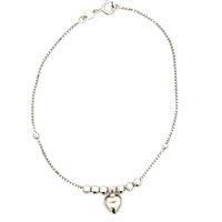 14kt White Gold 7" Heart Bracelet 