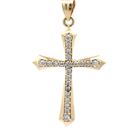 10kt Yellow Gold CZ Cross Pendant 