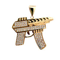 14kt Yellow Gold CZ Machine Gun Pendant 