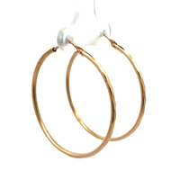 14kt Yellow Gold Diamond Cut Hoop Earrings