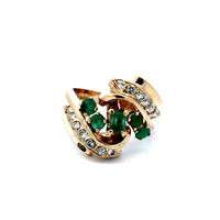 14kt Yellow Gold .40ct tw Diamond & Emerald Ring