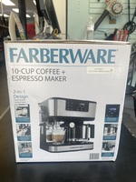 FARBERWARE Dual Brew 10 Cup Coffee + Espresso Maker Touchscreen Black/Stainless