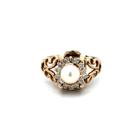 10kt Yellow Gold .30ct tw Diamond & Pearl Ring
