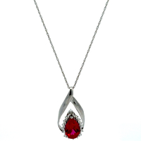 10kt White Gold Ruby Pendant With Chain 