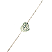 Tiffany & Co. 6" Diamond Heart Sterling Silver Double Chain Bracelet