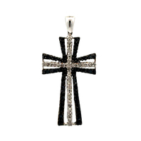 10kt White Gold Black & White Diamond Cross