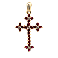 10kt Yellow Gold Diamond & Ruby Cross