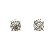 14kt White Gold 1.00ct tw Diamond Cluster Earrings
