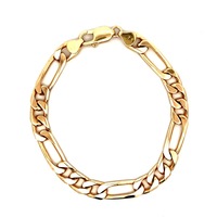 14kt Yellow Gold 8" 7.5mm Solid Figaro Link Bracelet 