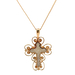 10kt Tri-Color Double Sided Cross Pendant With 18" Chain