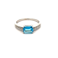 14kt White Gold Diamond & Blue Topaz Ring