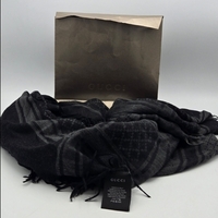Gucci Shawl Survie 130x130 Graphite/Black Wool & Silk Scarf