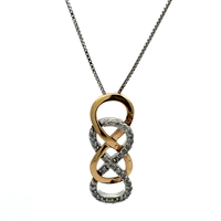 Sterling Silver & 10kt Diamond Pendant With Chain