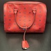 MCM Visetos Medium Essential Boston Bag Red Authentic 