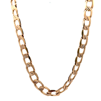 14kt Yellow Gold 26" 10mm Diamond Cut Solid Curb Link Chain 