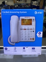AT&T CL4940 Corded Standard Phone with Answering System and Backlit Display, Whi