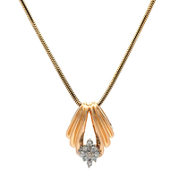 14kt Yellow Gold .10ct tw Diamond Pendant With Snake Link Chain 