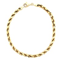 10kt Yellow Gold 8" 3.75mm Semi Hollow Rope Bracelet 