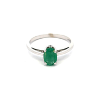 14kt White Gold Emerald Oval Solitaire Ring