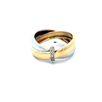 14kt Two Tone Diamond Double Band Ring