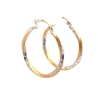 14kt Two Tone Twisted Hoop Earrings