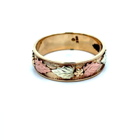 10kt Tri-Color Leaf Band Ring 