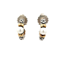 Lagos Two-Tone Pearl Caviar Hoop Earrings