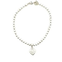Tiffany & Co. 7" Return to Tiffany Blue Enamel Mini Heart Tag Bead Bracelet