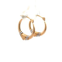 14kt Two Tone Heart Hoop Earrings