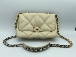 Chanel Crean Quilted Leather Small 19 Flap Bag