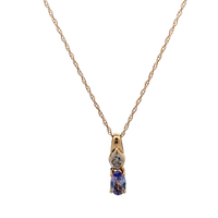 14kt Yellow Gold Diamond & Tanzanite Pendant With Chain 