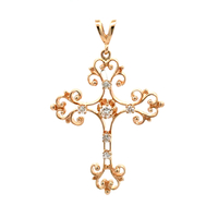 14kt Yellow Gold .15ct tw Diamond Cross Pendant 