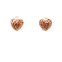 10kt Rose Gold Mesh Heart Stud Earrings